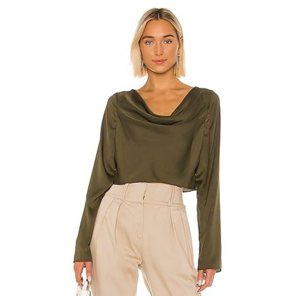 L'Academie The Florina Top in Olive Green